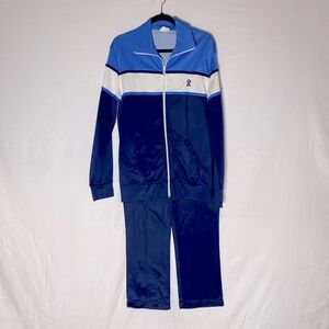 Vintage Free Dress 70s Blue White Track Suit S Dadcore Grandpacore Activewear
